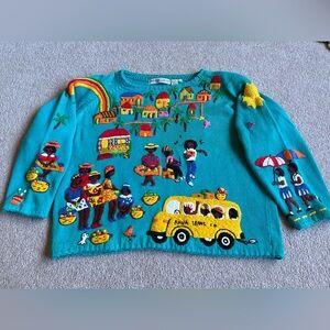 RARE Michael Simon L XL XXL Embroidered Sweater Teacher Rasta Pullover